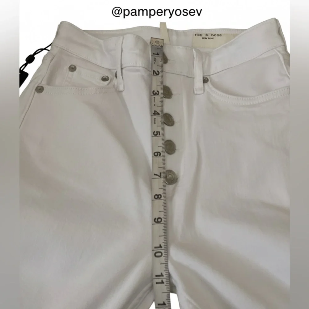 rag & bone Casey Exposed Button High Waist Ankle Flare Jeans (Optic White) - Picture 8 of 13